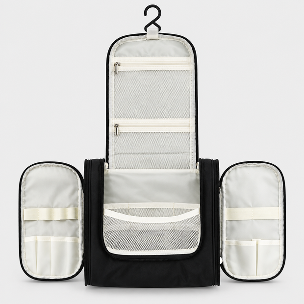Portable Hanging Travel Toiletry Bag with Double Side Compartments