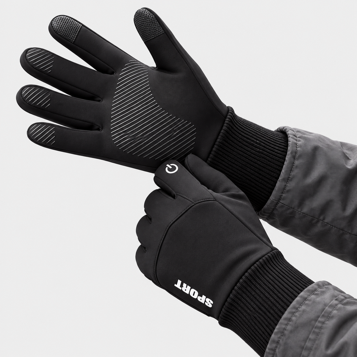 Cold-Weather Thermal Sports Gloves – Non-Slip Touchscreen Gloves with Ribbed Wrist Guard