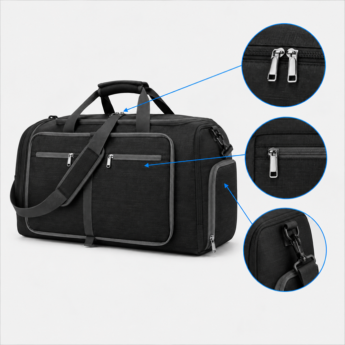 Rucsac de voiaj extensibil, aprobat pentru avion, cu pompă manuală