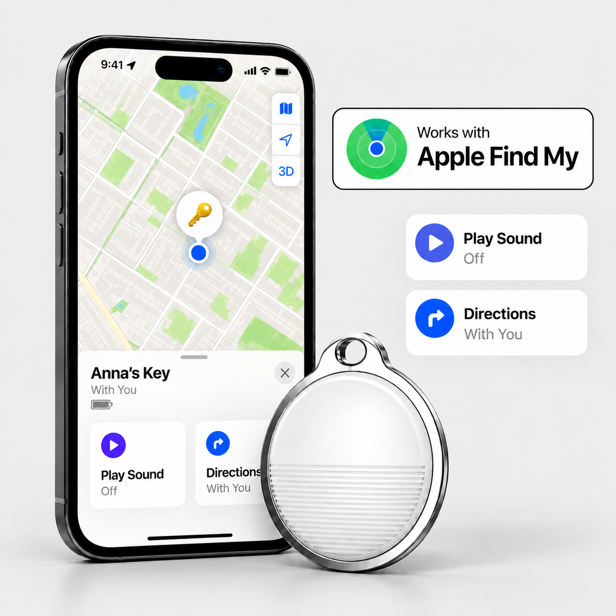 MFi Certified Mini Smart Item Finder for iOS – Water Resistant Anti-Lost Bluetooth Tag