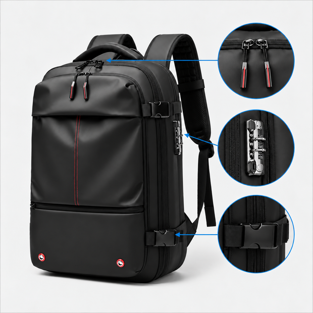 Rucsac de călătorie compresibil, cu pompă electrică, 60L, extensibil
