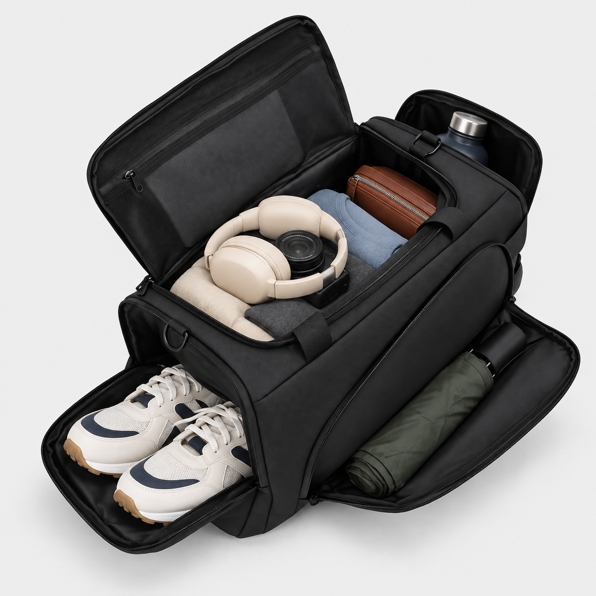 Large Capacity Waterproof Travel Duffle Bag with Shoe Compartment & Dry-Wet Pocket