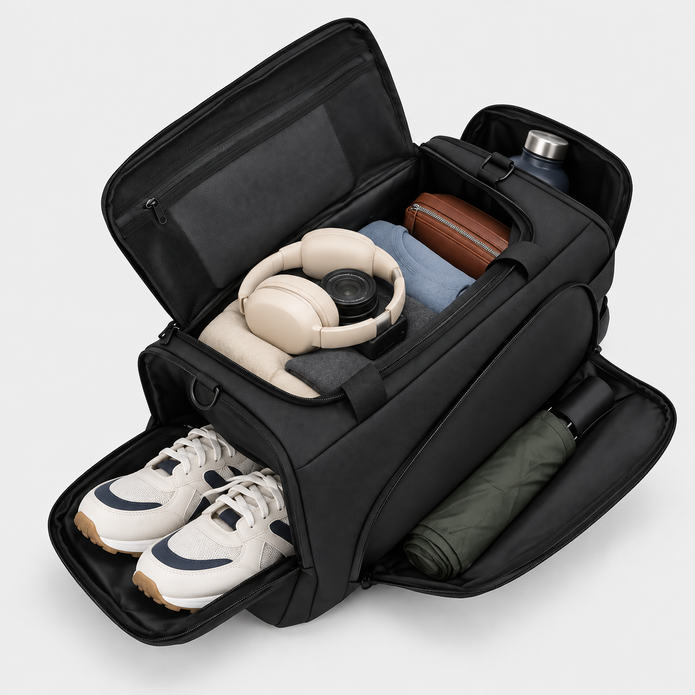 Large Capacity Waterproof Travel Duffle Bag with Shoe Compartment & Dry-Wet Pocket