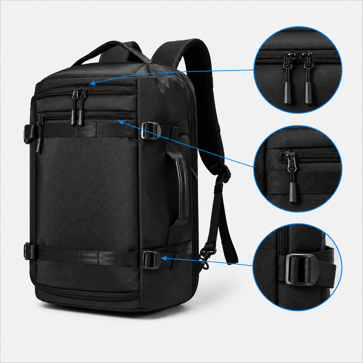 Rucsac de voiaj cu compresie prin vacuum, extensibil, de 40L, cu compartiment pentru laptop