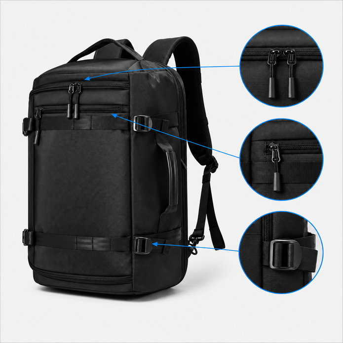 Rucsac de voiaj cu compresie prin vacuum, extensibil, de 40L, cu compartiment pentru laptop
