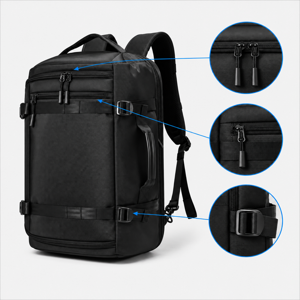 40L Expandable Vacuum Compression Travel Backpack with Laptop Compartment