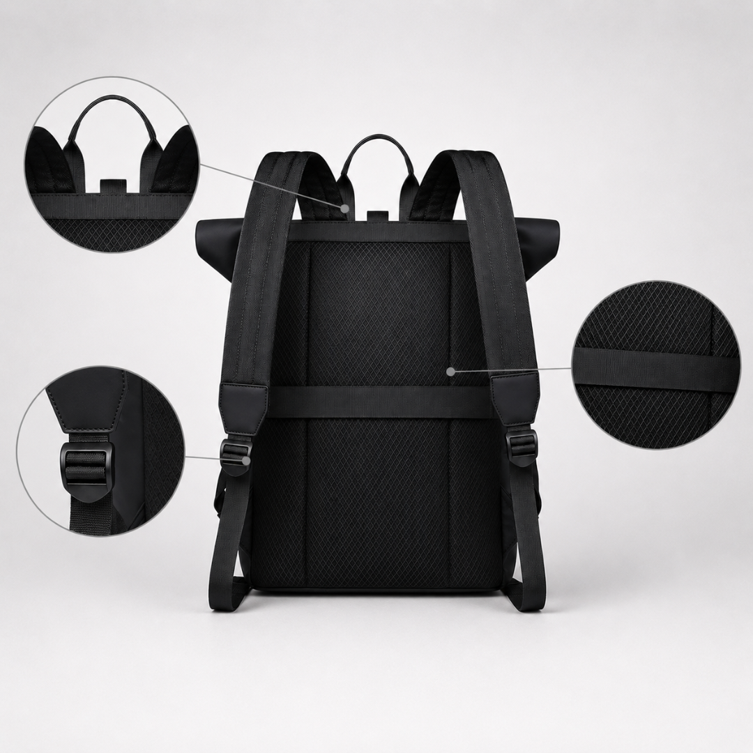 Roll-Top Laptop Backpack 15.6 Inch - Water-Repellent Urban Pack