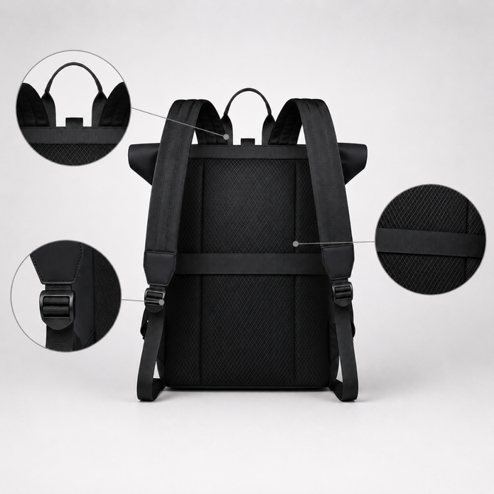 Roll-Top Laptop Backpack 15.6 Inch - Water-Repellent Urban Pack