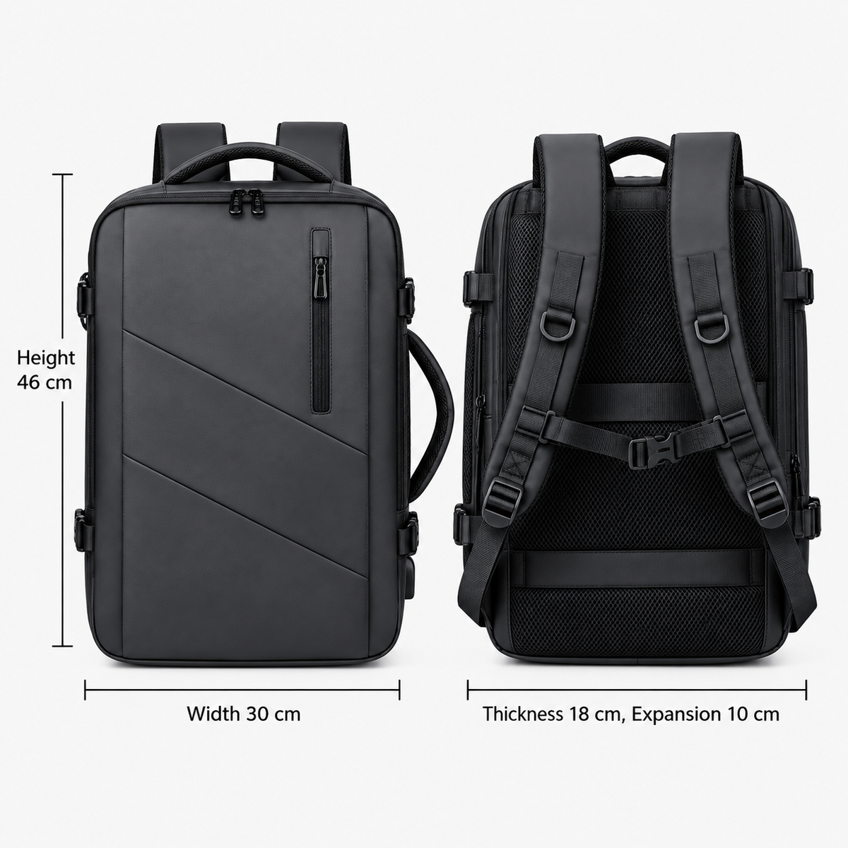17 Inch Expandable Large Capacity Waterproof Travel Laptop Backpack