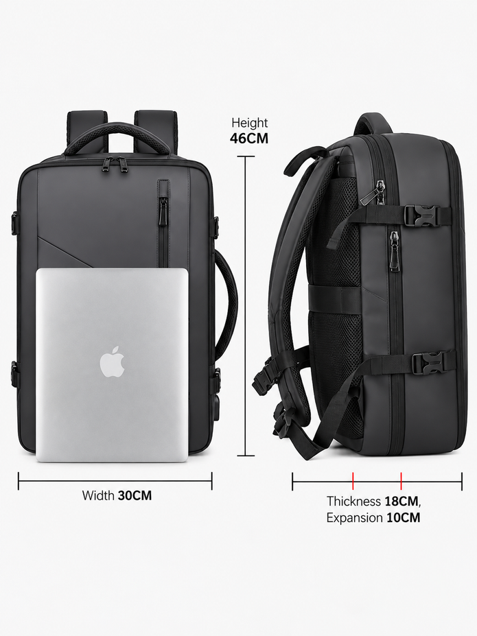 Rucsac de voiaj cu compresie prin vacuum, extensibil, de 40L, cu compartiment pentru laptop