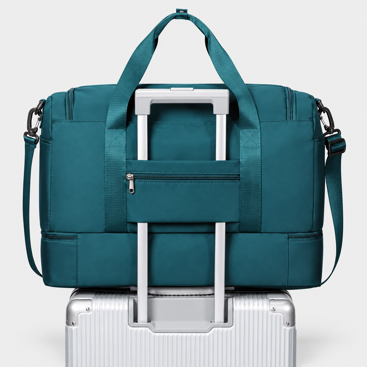 Multifunctional 43L Travel Duffel Bag with Trolley Sleeve, Shoe Pocket & Dry Wet Separation