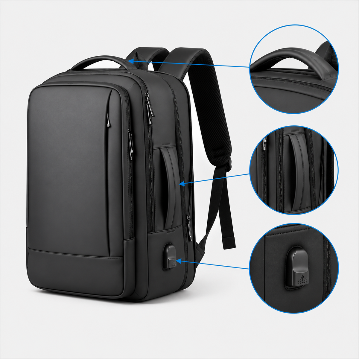 Rucsac de voiaj cu compresie prin vacuum, extensibil, de 40L, cu compartiment pentru laptop