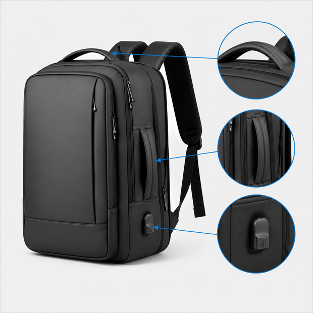 17 Inch Laptop Backpack Waterproof Business Travel Bag with Side & Top Carry Handles