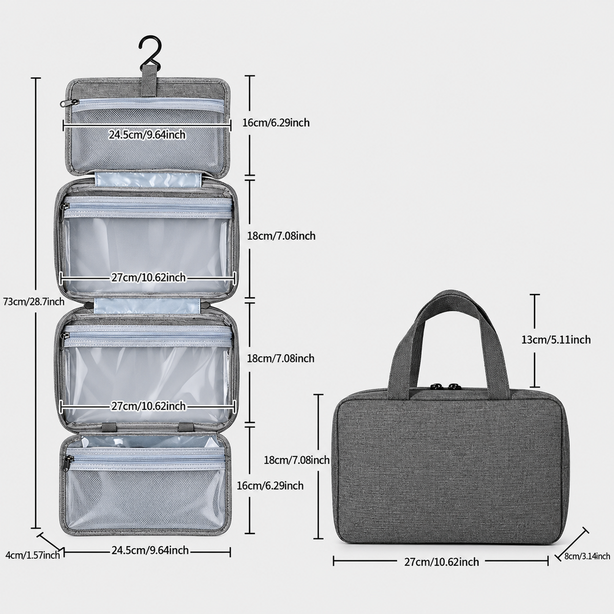 Dimensiuni - Rucsac de voiaj cu compresie prin vacuum, extensibil, de 40L, cu compartiment pentru laptop