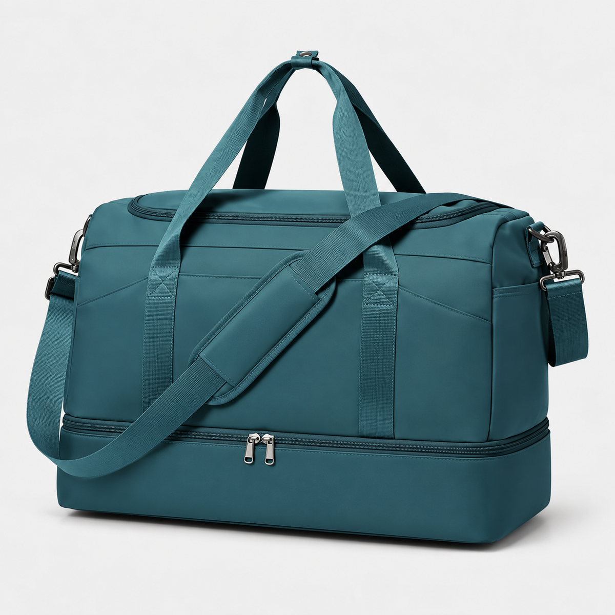Multifunctional 43L Travel Duffel Bag with Trolley Sleeve, Shoe Pocket & Dry Wet Separation