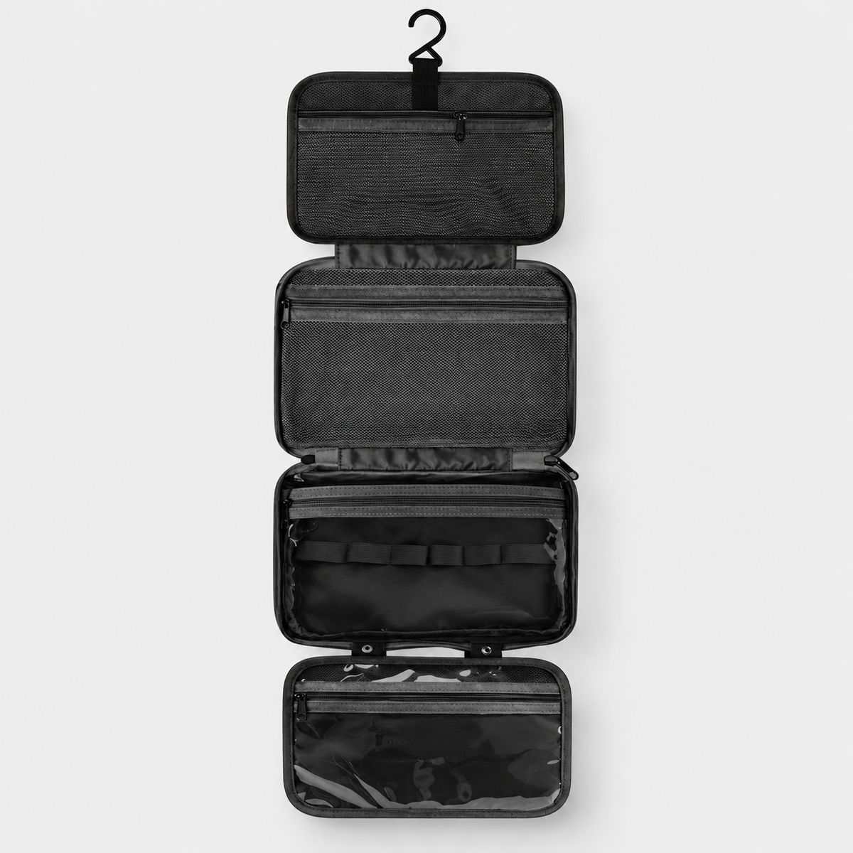 4-Section Foldable Hanging Toiletry Bag with Waterproof Compartments