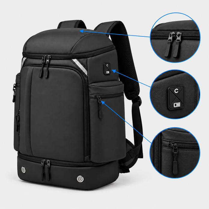 45L Large Capacity Travel Backpack with Shoe Compartment & USB Port