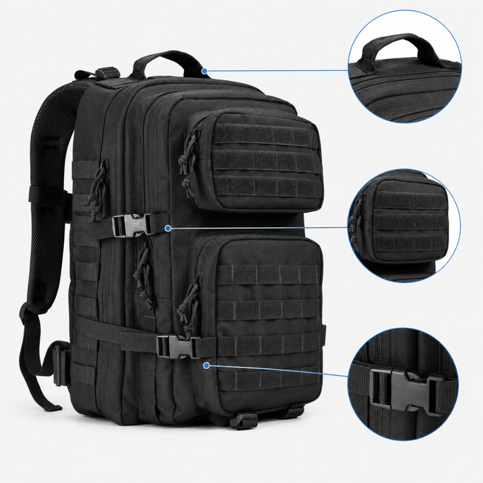 45L Tactical Backpack - Molle Assault Pack for Hiking & Camping