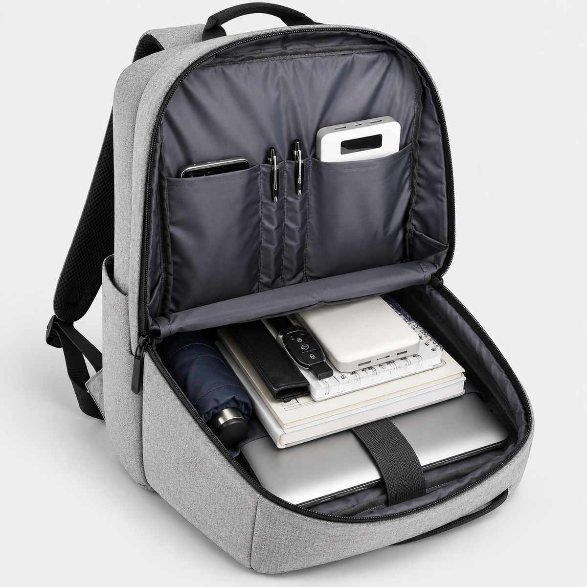 Rucsac de călătorie de afaceri cu fermoar dublu și port USB