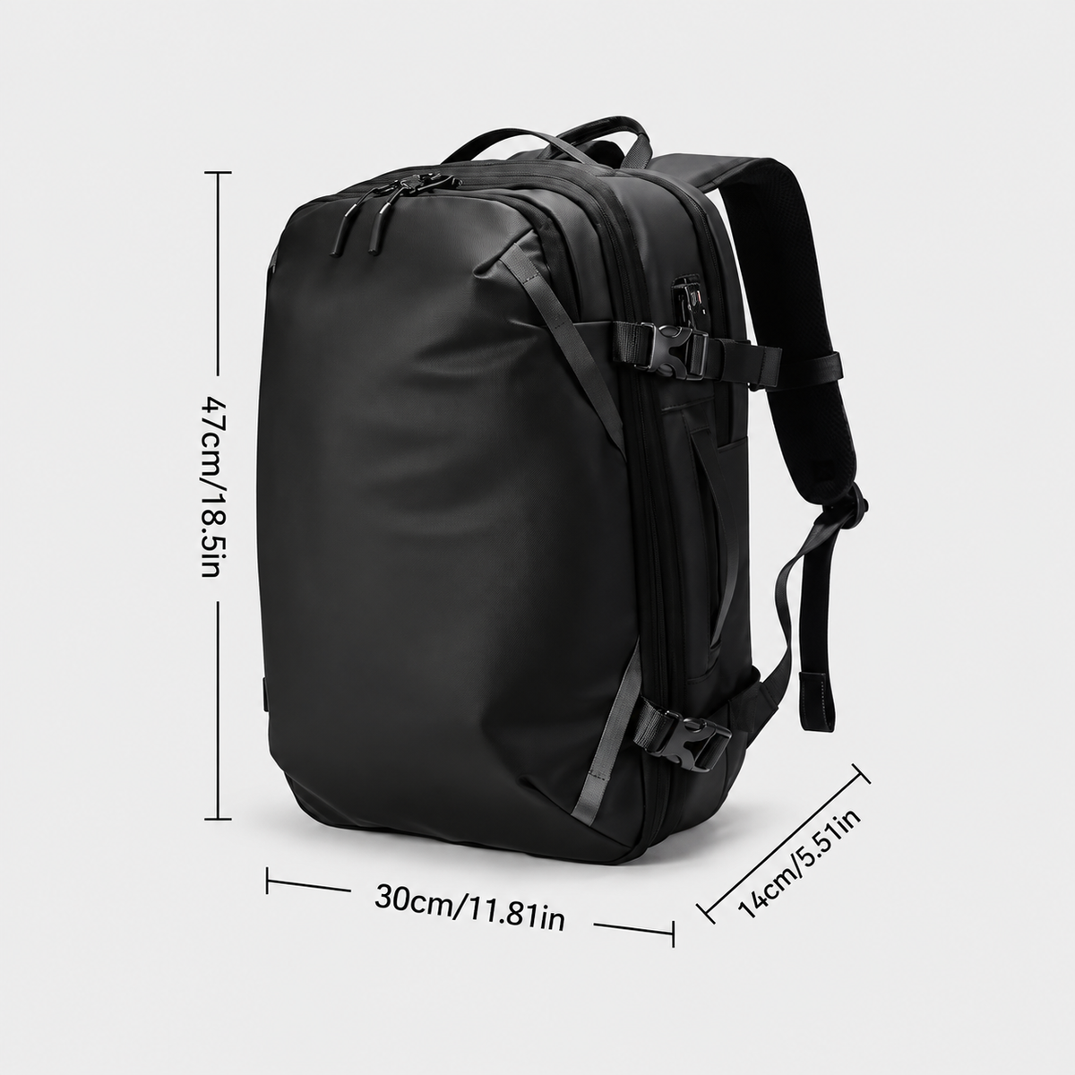 Dimensiuni - Rucsac de voiaj extensibil cu compresie prin vid de 60L, cu pompă de aer electrică și încuietoare TSA