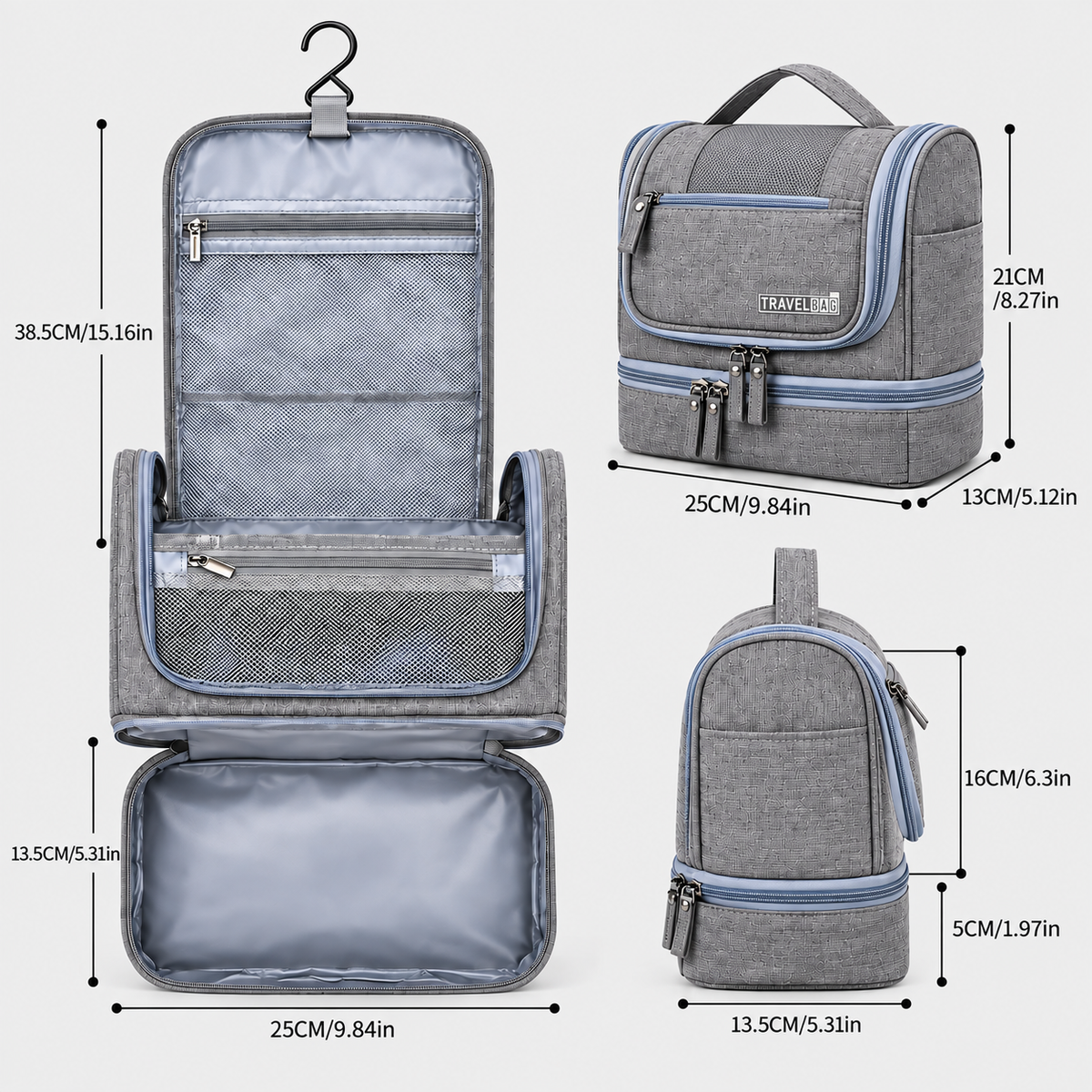 Dimensiuni - Rucsac de voiaj cu compresie prin vacuum, extensibil, de 40L, cu compartiment pentru laptop