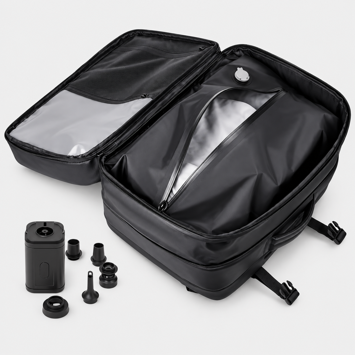 Rucsac de voiaj cu compresie prin vacuum, extensibil, de 40L, cu compartiment pentru laptop
