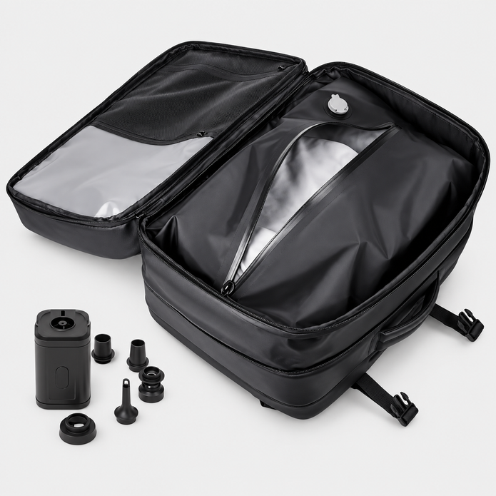 Rucsac de voiaj cu compresie prin vacuum, extensibil, de 40L, cu compartiment pentru laptop