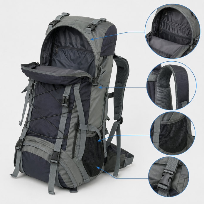 Large Capacity Trekking Backpack - 90L Durable Outdoor Hiking Pack