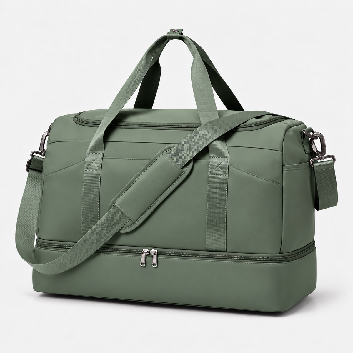 Multifunctional 43L Travel Duffel Bag with Trolley Sleeve, Shoe Pocket & Dry Wet Separation