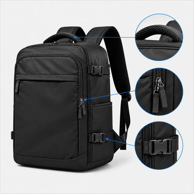 Rucsac de voiaj cu compresie prin vacuum, extensibil, de 40L, cu compartiment pentru laptop
