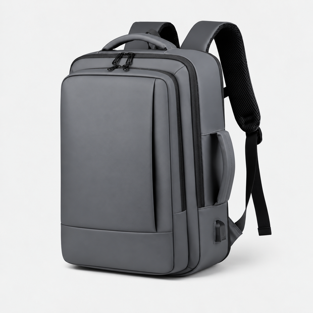 Expandable Men's Business Laptop Backpack with USB Charging Port & Multi-Layer Storage