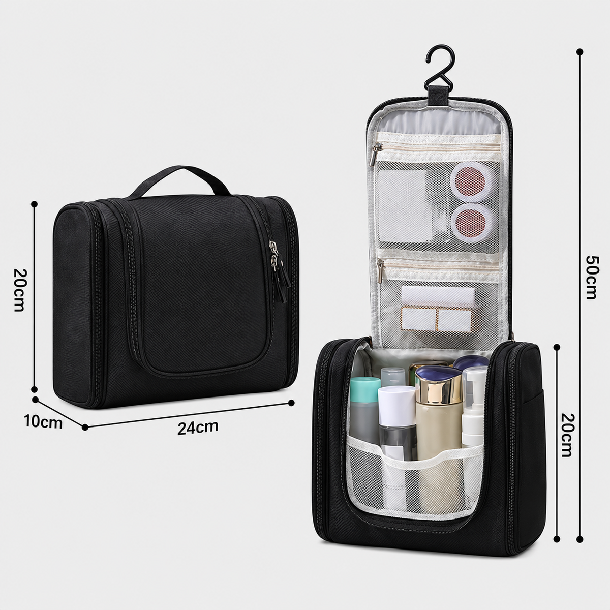 Dimensiuni - Rucsac de voiaj cu compresie prin vacuum, extensibil, de 40L, cu compartiment pentru laptop