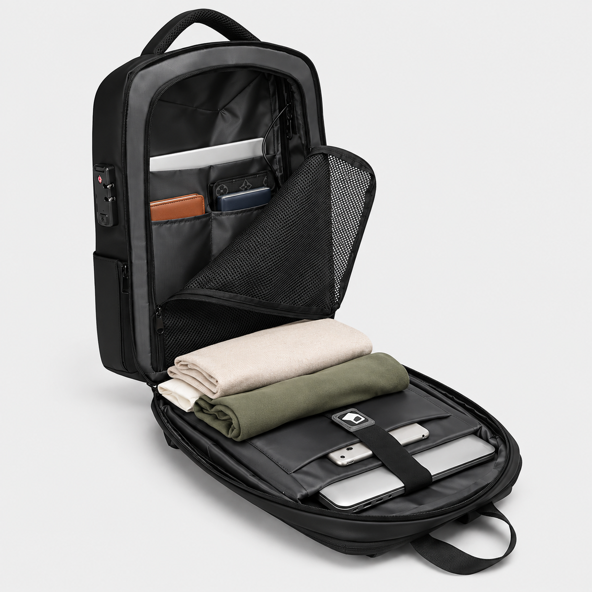 Rucsac de voiaj cu compresie prin vacuum, extensibil, de 40L, cu compartiment pentru laptop