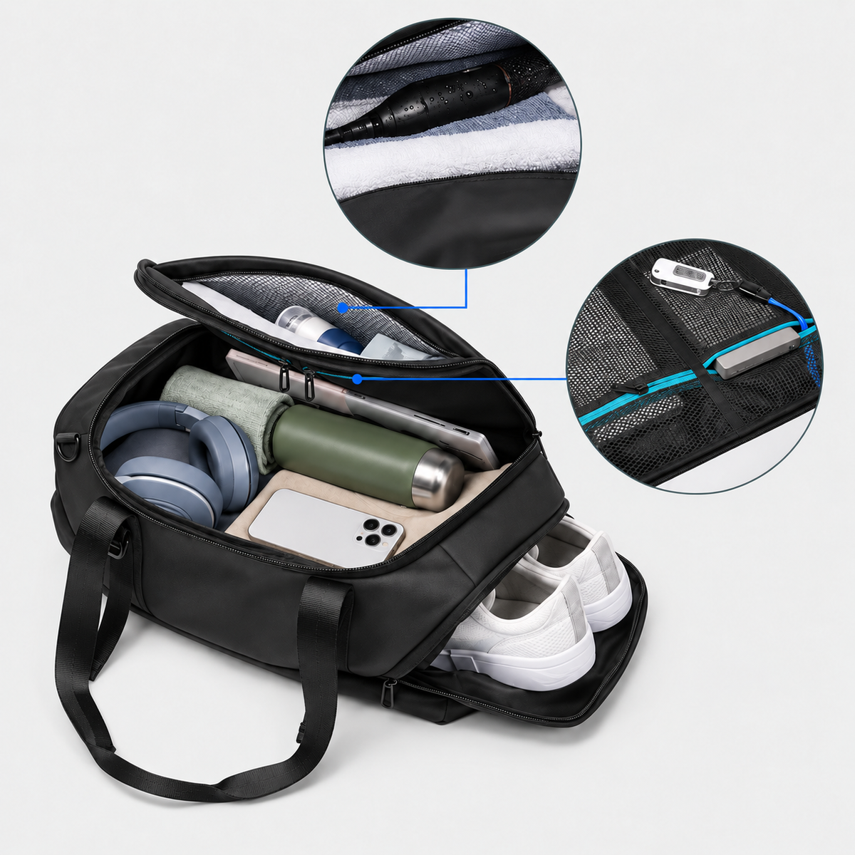 Rucsac de voiaj cu compresie prin vacuum, extensibil, de 40L, cu compartiment pentru laptop