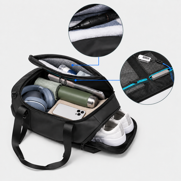 Rucsac de voiaj cu compresie prin vacuum, extensibil, de 40L, cu compartiment pentru laptop