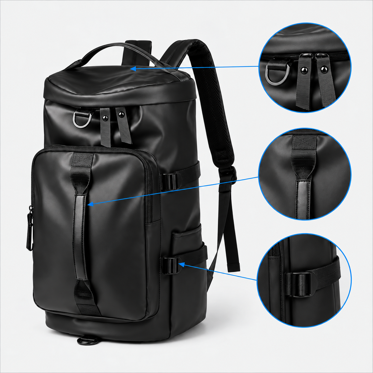 Rucsac de voiaj tip geantă sport, omologat pentru bagajul de mână, cu compartiment pentru pantofi