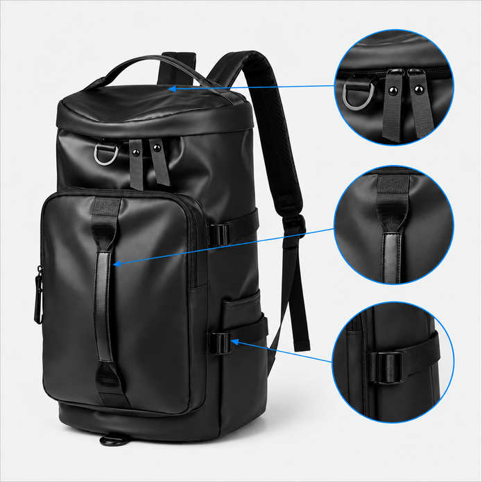 Rucsac de voiaj tip geantă sport, omologat pentru bagajul de mână, cu compartiment pentru pantofi