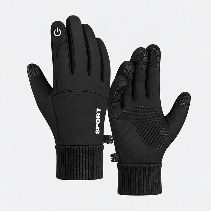 Cold-Weather Thermal Sports Gloves – Non-Slip Touchscreen Gloves with Ribbed Wrist Guard