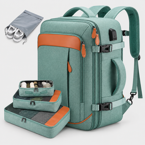 Rucsac de voiaj cu compresie prin vacuum, extensibil, de 40L, cu compartiment pentru laptop