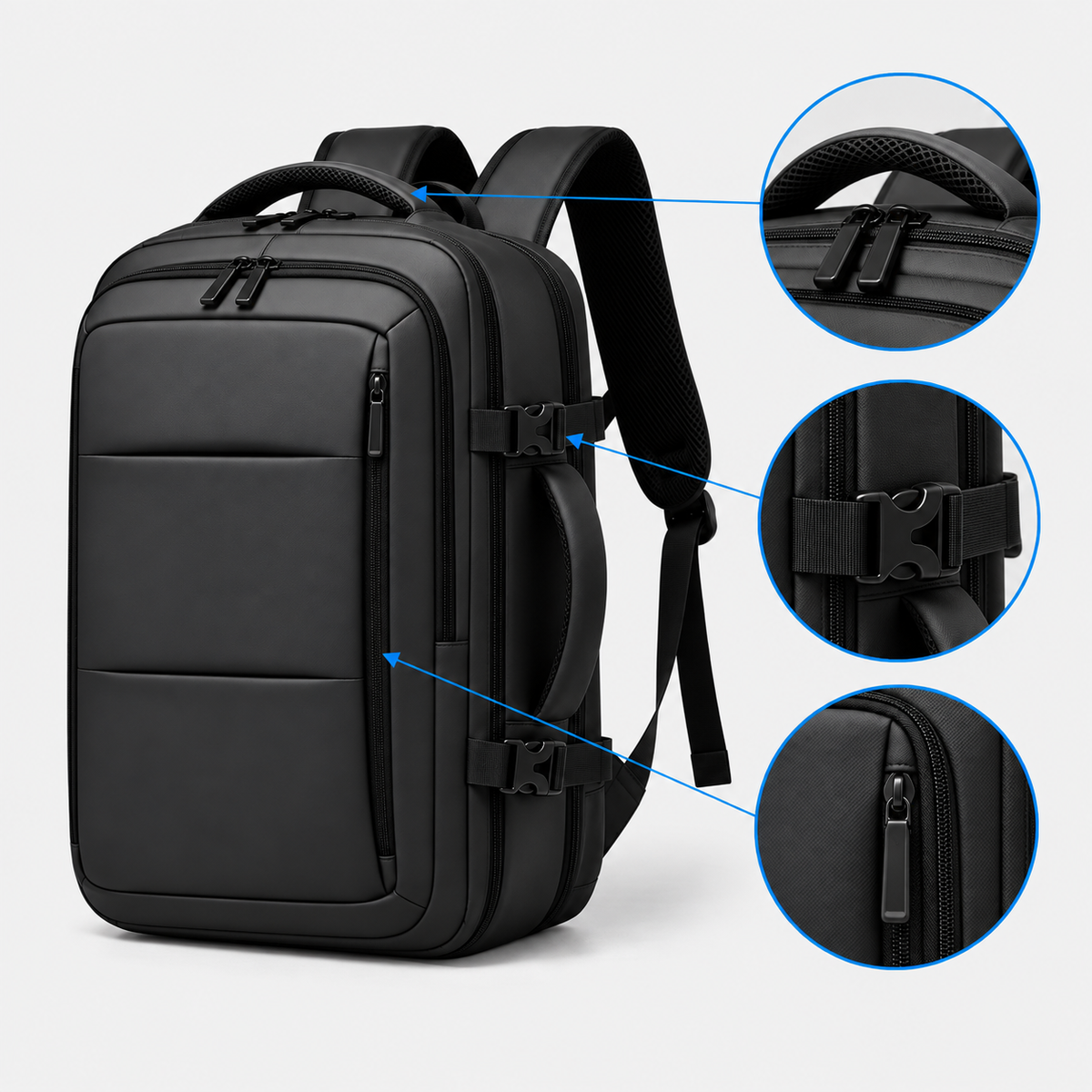 Rucsac de voiaj cu compresie prin vacuum, extensibil, de 40L, cu compartiment pentru laptop