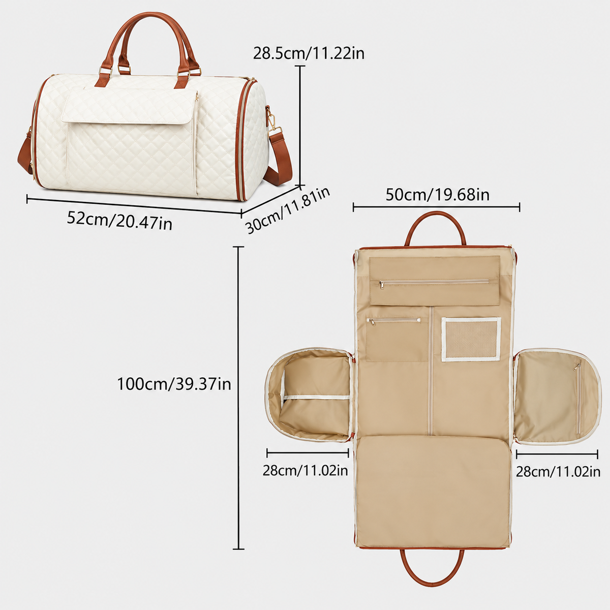 Dimensiuni - Rucsac de voiaj cu compresie prin vacuum, extensibil, de 40L, cu compartiment pentru laptop