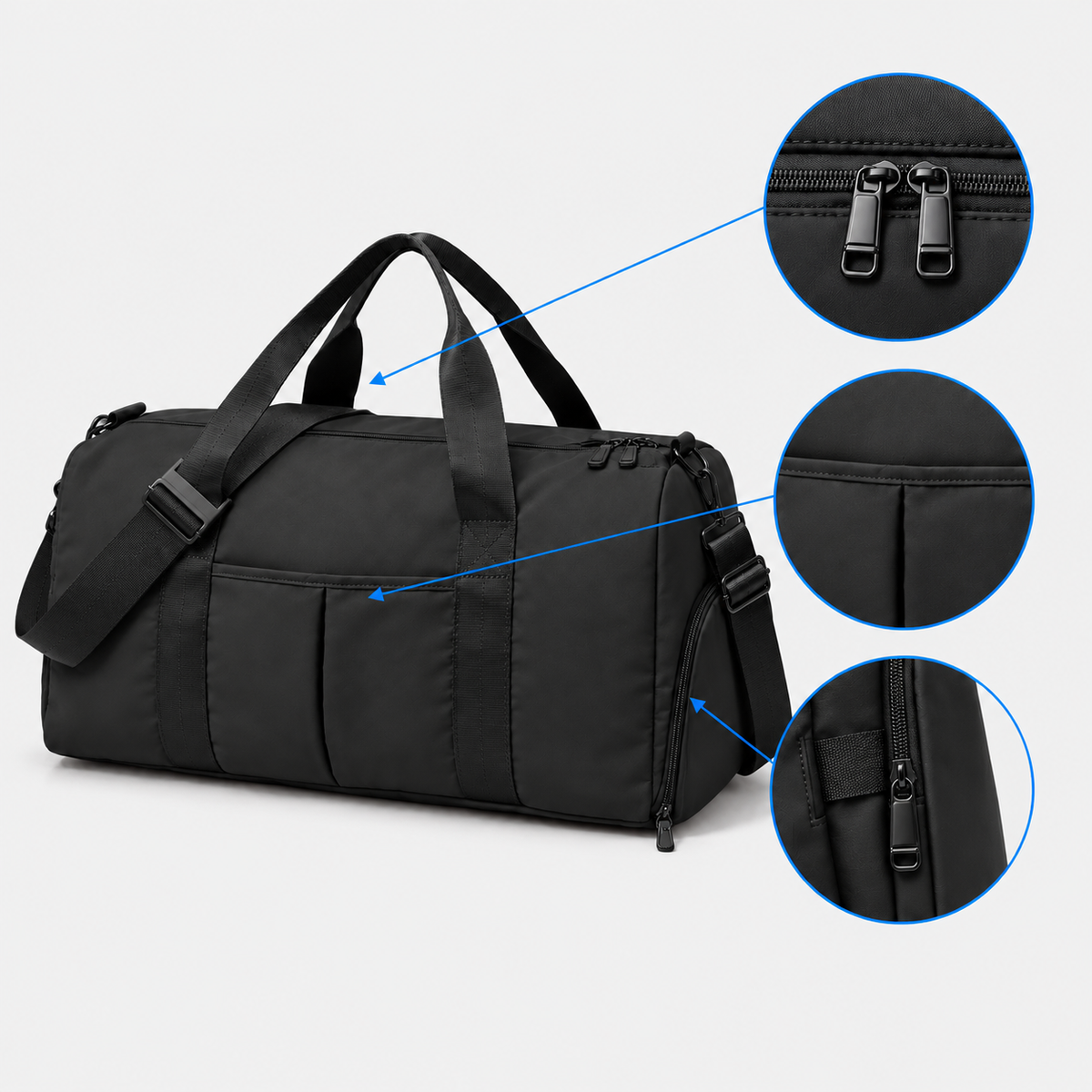 Geantă de voiaj tip duffel impermeabilă - geantă duffel ușoară de cabină, cu manșon pentru troler și buzunar pentru încălțăminte