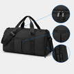 Geantă de voiaj tip duffel impermeabilă - geantă duffel ușoară de cabină, cu manșon pentru troler și buzunar pentru încălțăminte