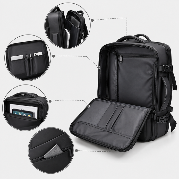 17 Inch Expandable Large Capacity Waterproof Travel Laptop Backpack