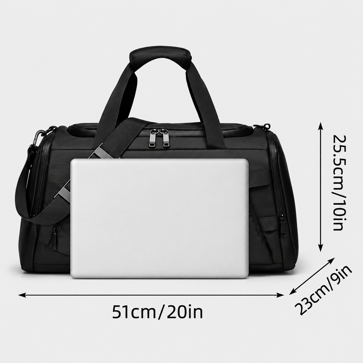 Dimensions - Large Capacity Waterproof Travel Duffle Bag with Shoe Compartment & Dry-Wet Pocket