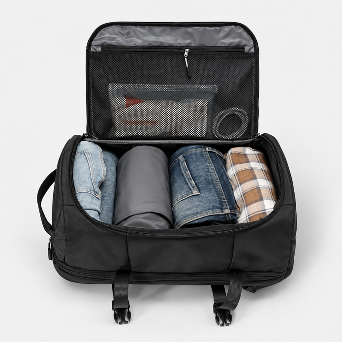 Rucsac de voiaj cu compresie prin vacuum, extensibil, de 40L, cu compartiment pentru laptop