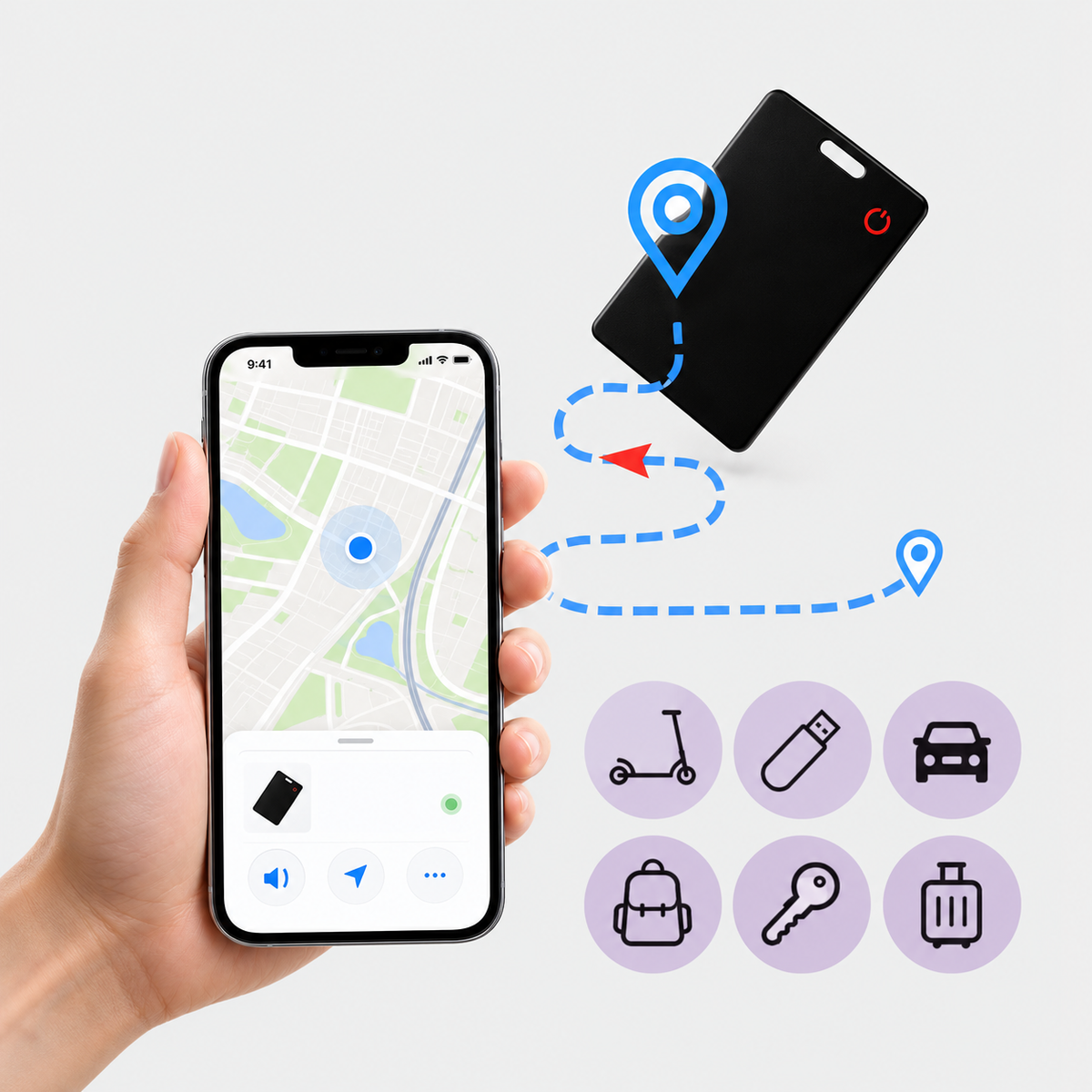 Ultra-Slim Smart Wallet Tracker Card for Apple Find My – Wireless Rechargeable Item Finder Locator Tag