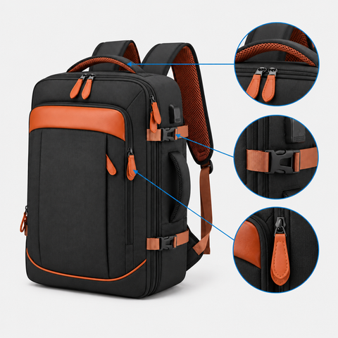 Rucsac de voiaj cu compresie prin vacuum, extensibil, de 40L, cu compartiment pentru laptop