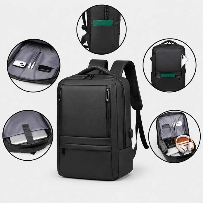 Rucsac de voiaj cu compresie prin vacuum, extensibil, de 40L, cu compartiment pentru laptop