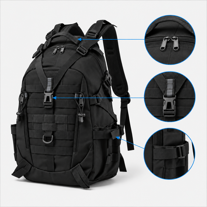 Rucsac tactic reflectorizant pentru exterior - Rucsac MOLLE impermeabil pentru drumeții și camping